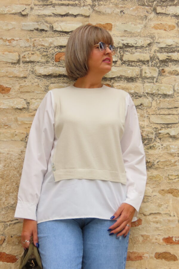 Jersey-camisa beige.